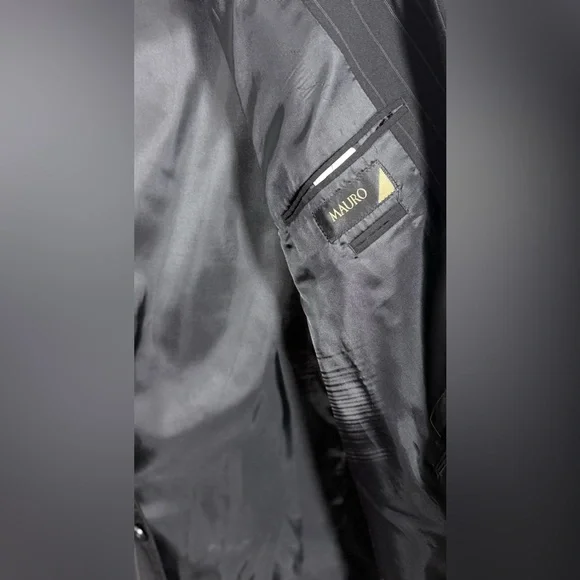 Mauro Size 56R Charcoal Pinstripe Suit Jacket - Picture 5 of 13